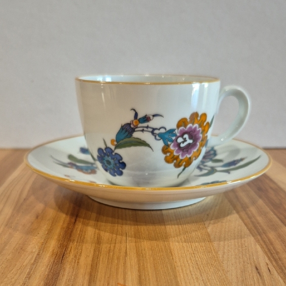 Floral Porcelain Teacup and Saucer Set - Picture 1 of 6